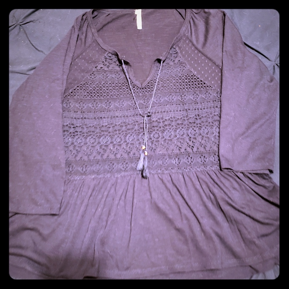 Blue half sleeve flow blouse